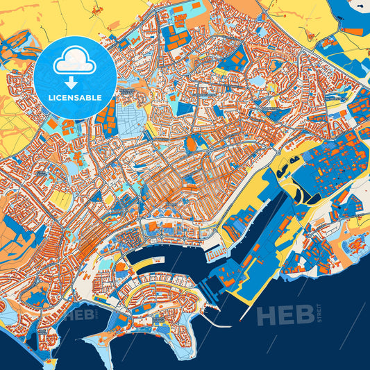 Colorful Barry Street Map with Labels and Buildings