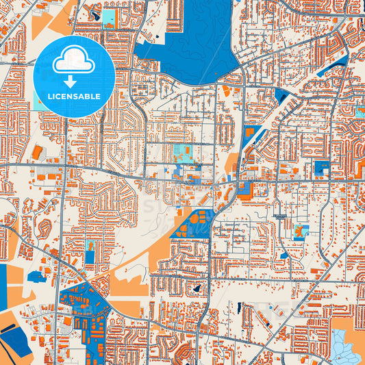 Colorful Bartlett Street Map with Labels and Buildings