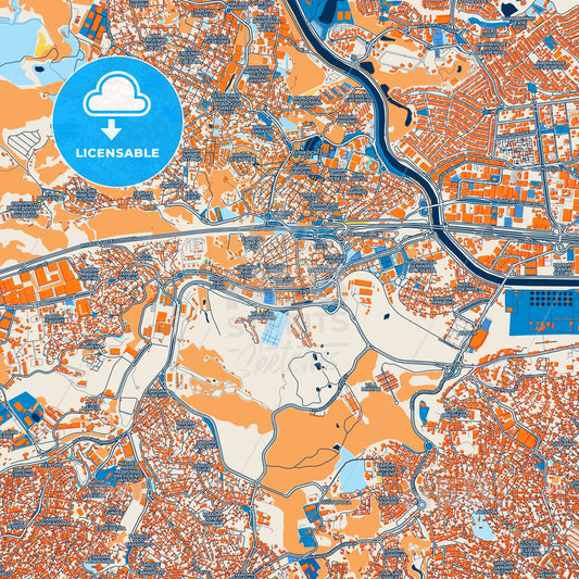 Colorful Barueri Street Map with Labels and Buildings