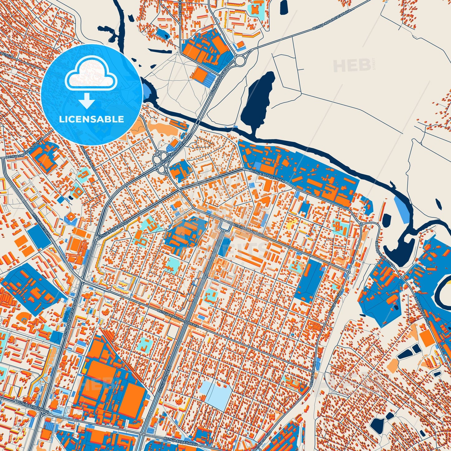 Colorful Barysaw Street Map with Labels and Buildings