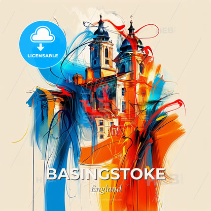 Vibrant Basingstoke, England - A Painting Of A Building With Colorful Paint - Square format print template