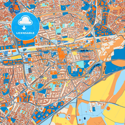 Colorful Basingstoke Street Map with Labels and Buildings