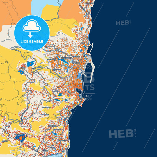 Colorful Bastia Street Map with Labels and Buildings