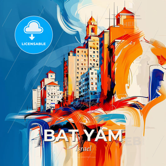 Vibrant Bat Yam, Israel - A Painting Of A City - Square format print template