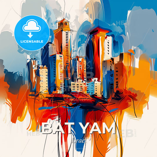 Vibrant Bat Yam, Israel - A Painting Of A City - Square format print template