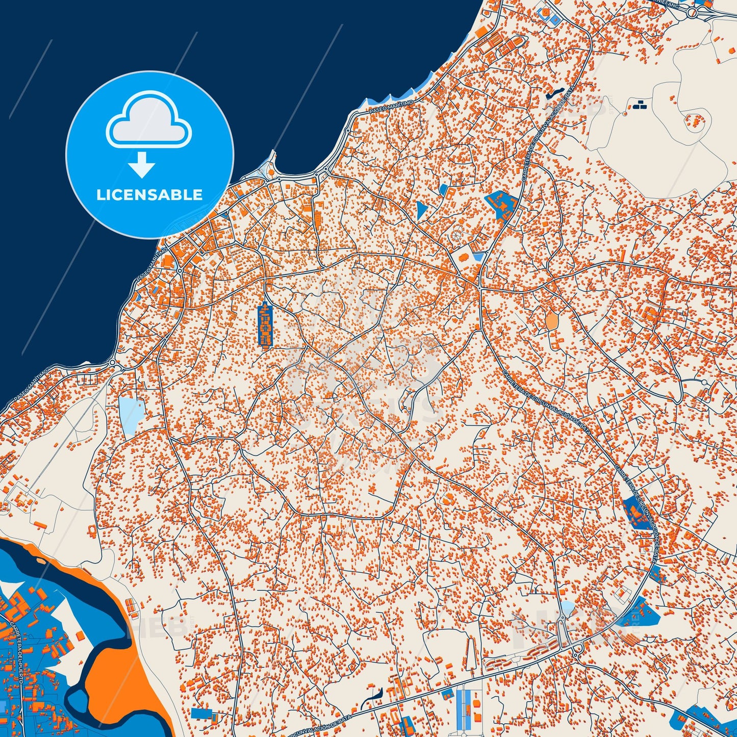 Colorful Bata Street Map with Labels and Buildings