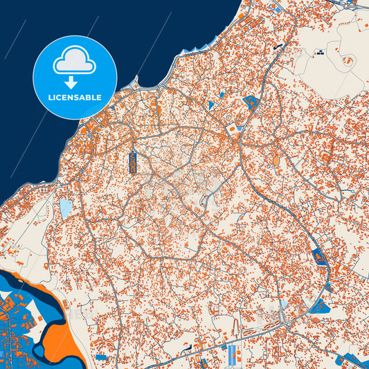 Colorful Bata Street Map with Labels and Buildings