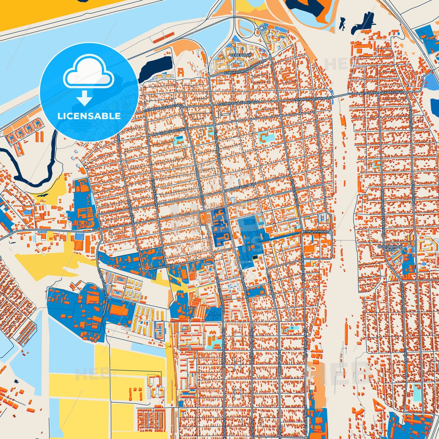 Colorful Bataysk Street Map with Labels and Buildings