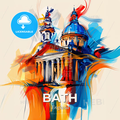 Vibrant Bath, England - A Colorful Painting Of A Building - Square format print template