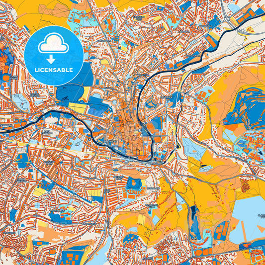 Colorful Bath Street Map with Labels and Buildings