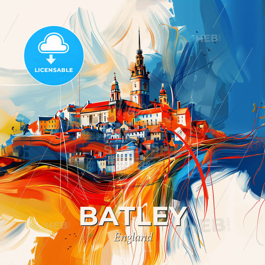 Vibrant Batley, England - A Painting Of A City - Square format print template