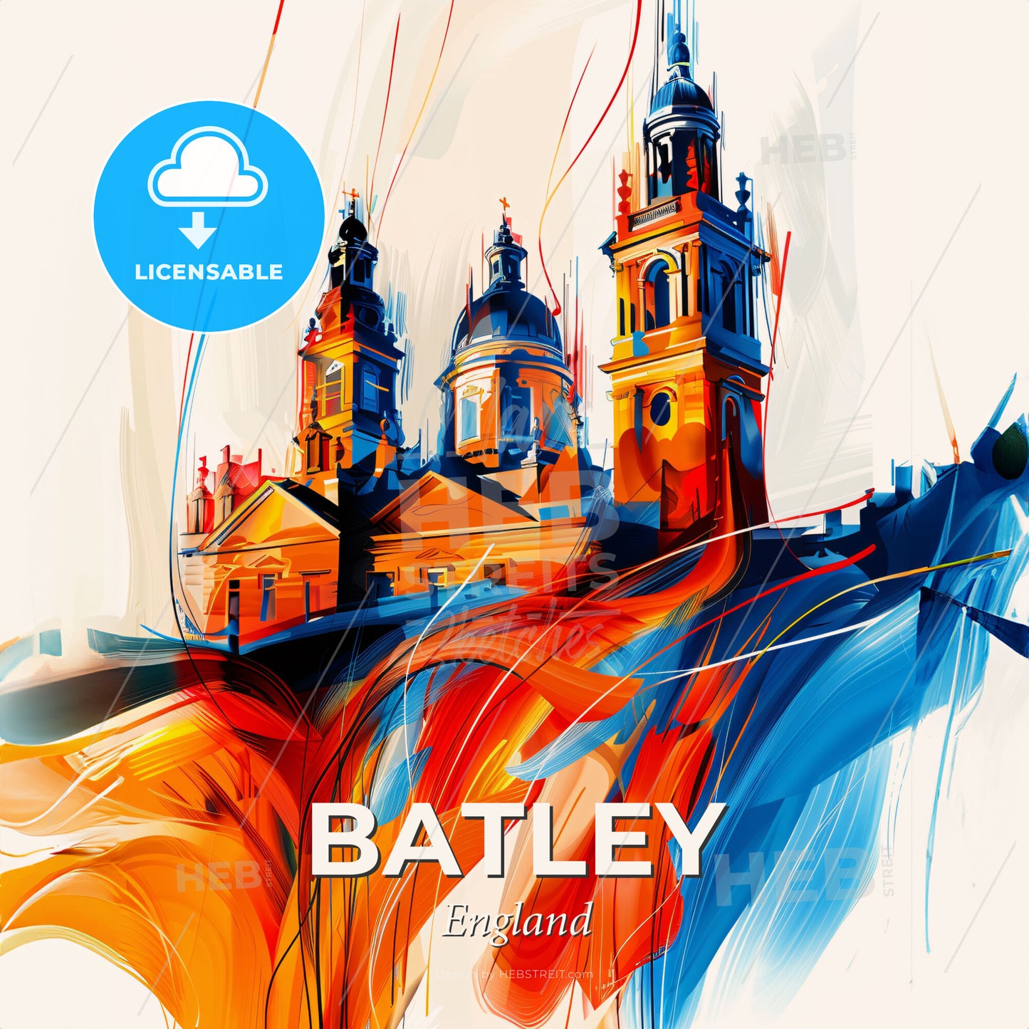 Vibrant Batley, England - A Painting Of A Building - Square format print template