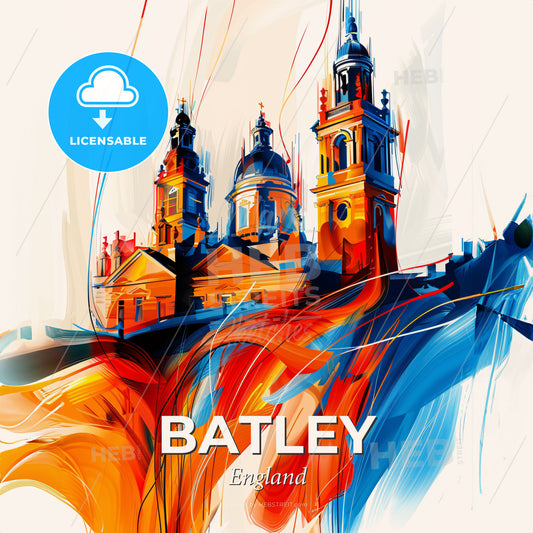 Vibrant Batley, England - A Painting Of A Building - Square format print template