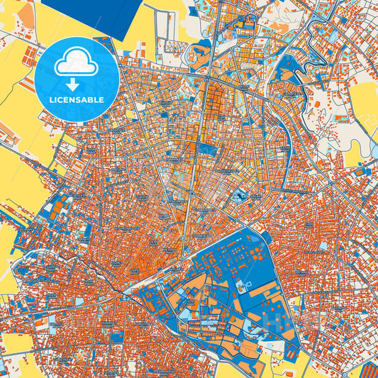 Colorful Batman Street Map with Labels and Buildings