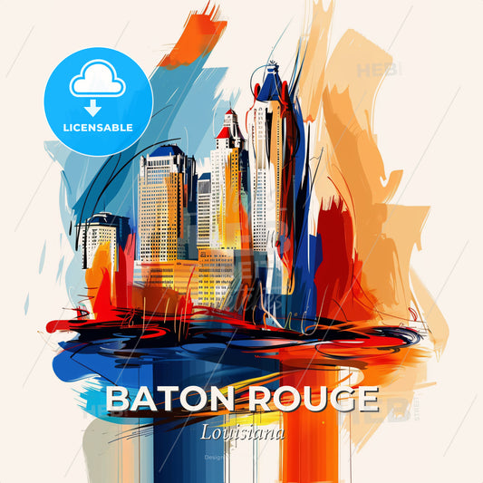 Vibrant Baton Rouge, Louisiana - A Painting Of A City - Square format print template