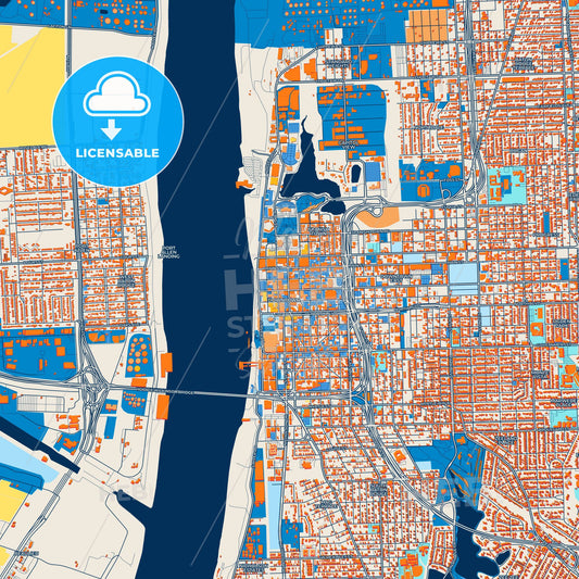 Colorful Baton Rouge Street Map with Labels and Buildings