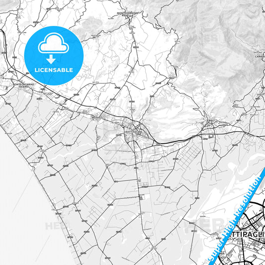 Battipaglia, Italy light map with streetnames, citynames and districts