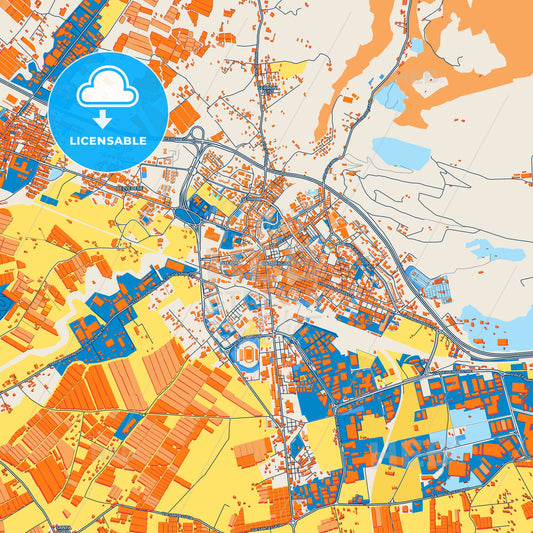 Colorful Battipaglia Street Map with Labels and Buildings