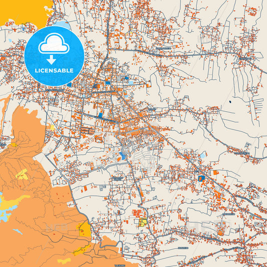 Colorful Batu Street Map with Labels and Buildings