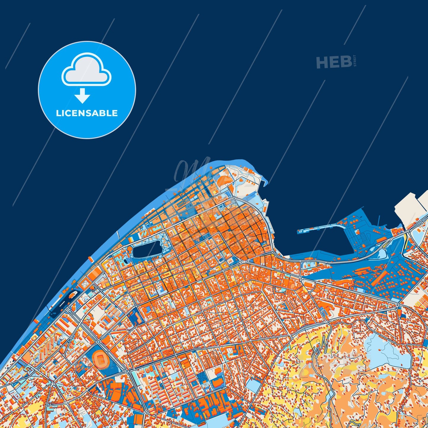 Colorful Batumi Street Map with Labels and Buildings