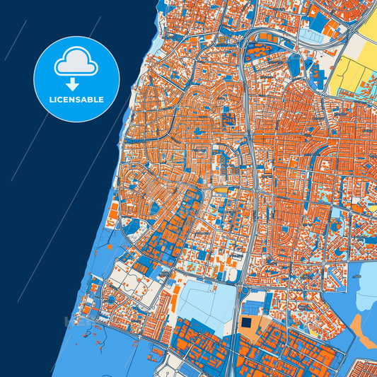 Colorful Bat Yam Street Map with Labels and Buildings
