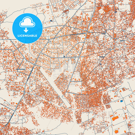 Colorful Bauchi Street Map with Labels and Buildings