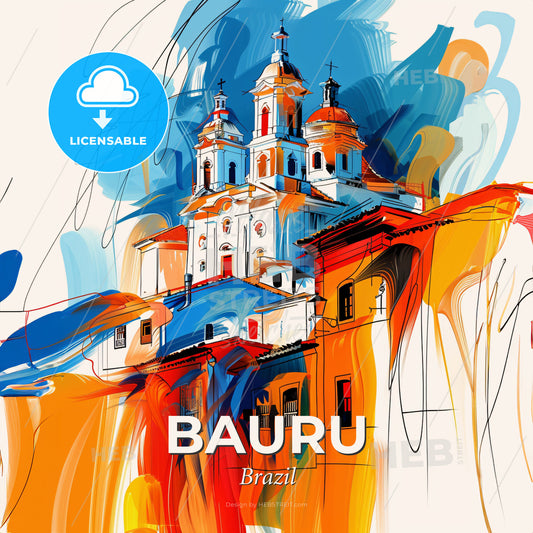 Vibrant Bauru, Brazil - A Painting Of A Building - Square format print template