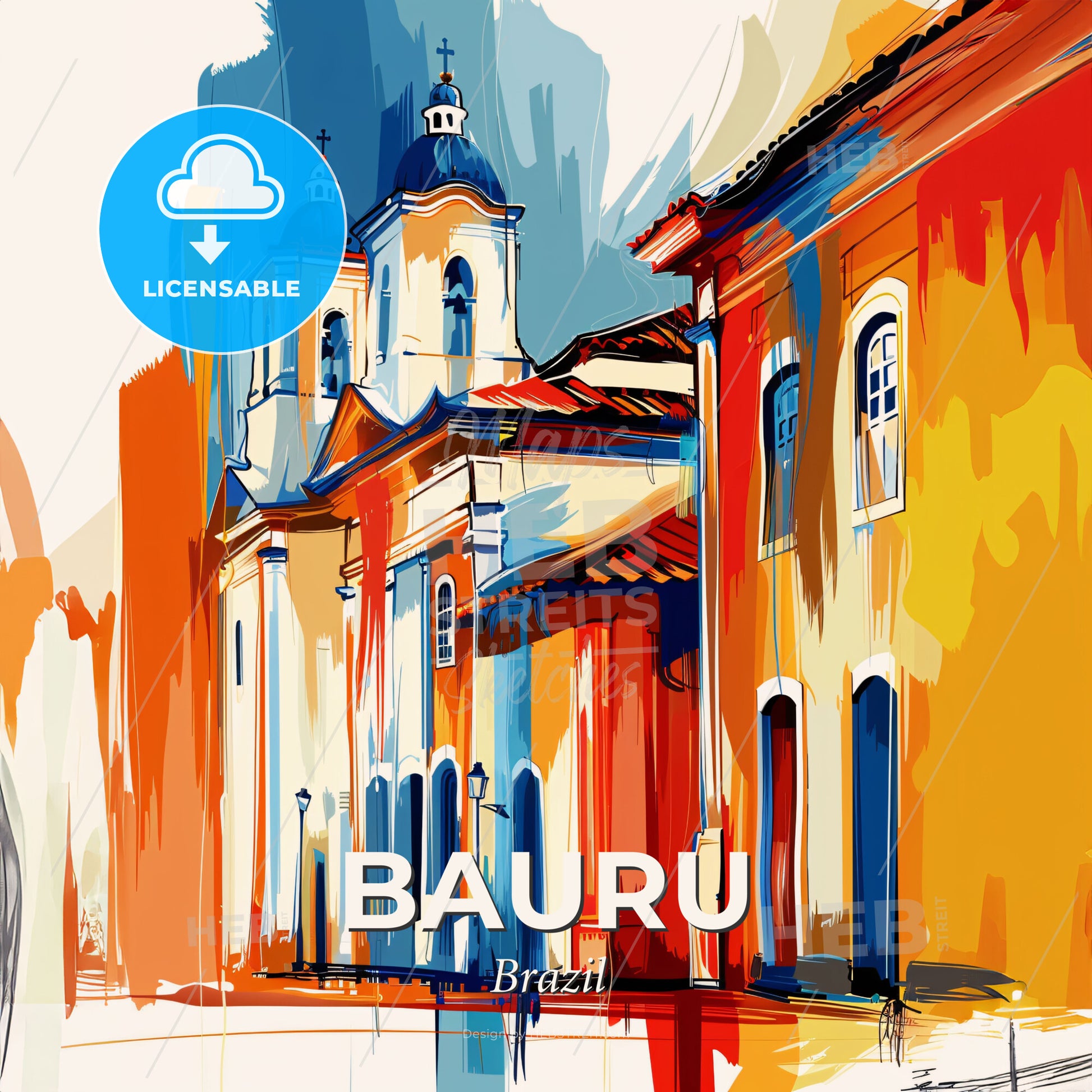 Vibrant Bauru, Brazil - A Painting Of A Building - Square format print template