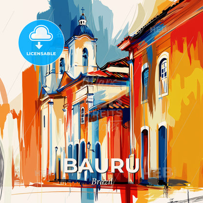 Vibrant Bauru, Brazil - A Painting Of A Building - Square format print template