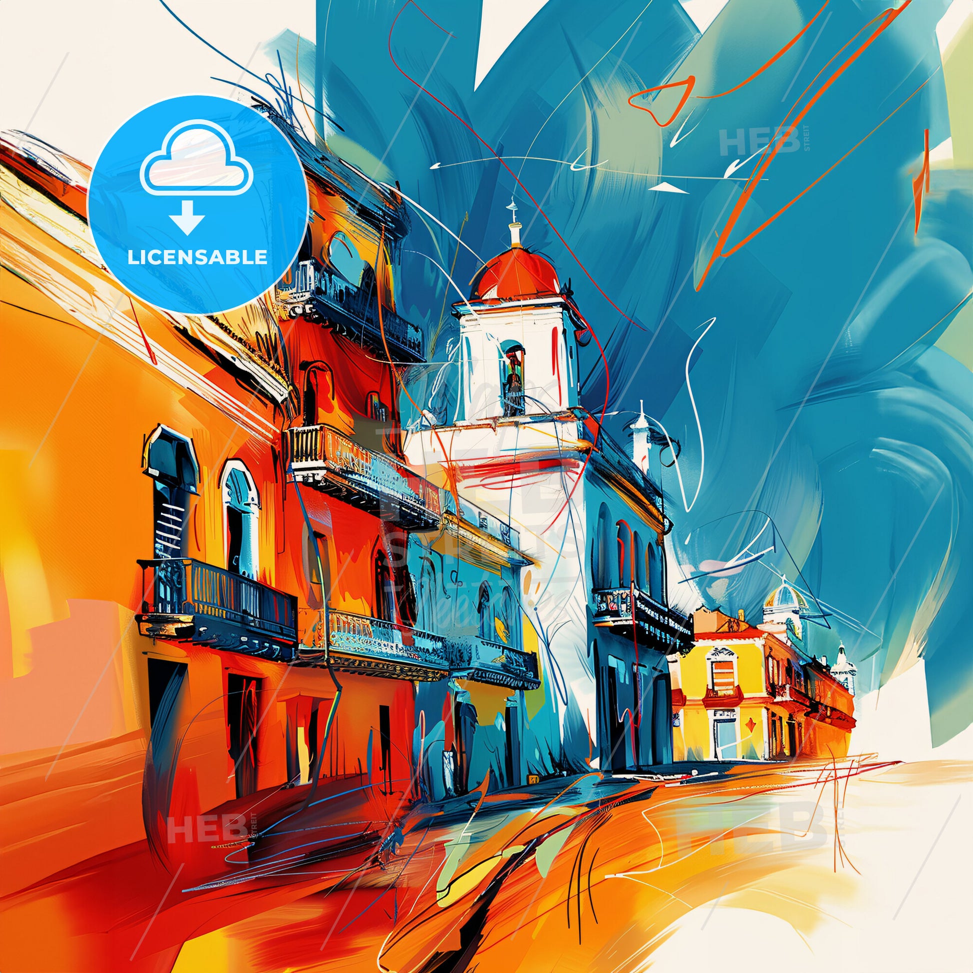 Vibrant Bayamo, Cuba - A Colorful Painting Of Buildings