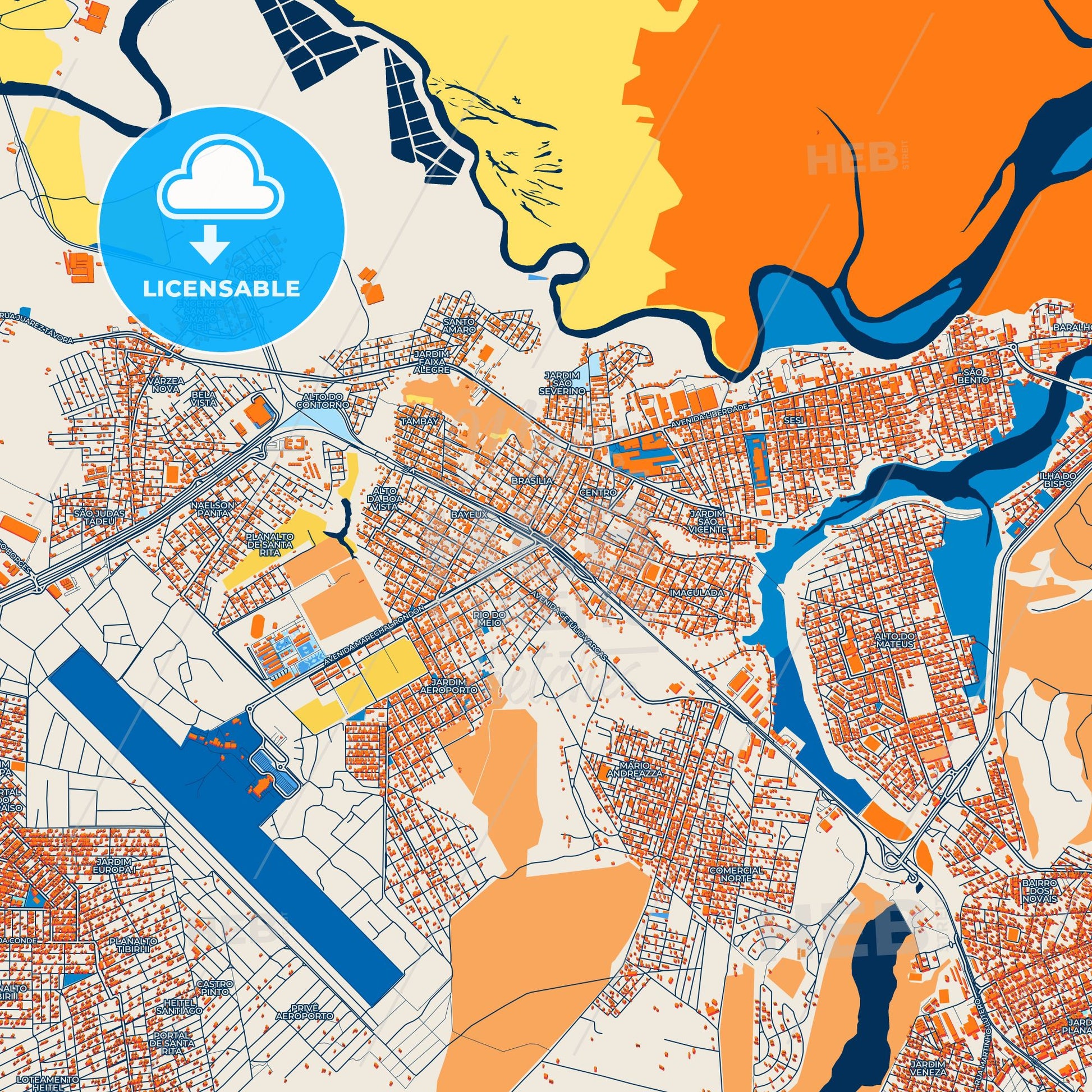 Colorful Bayeux Street Map with Labels and Buildings