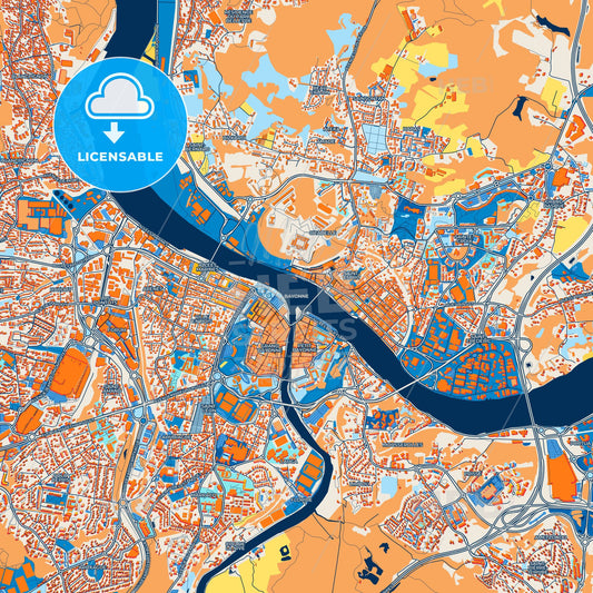 Colorful Bayonne Street Map with Labels and Buildings