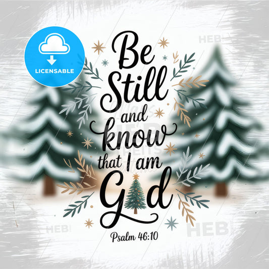 Be Still and Know That I Am God: Inspirational Psalm 46:10 Artwork with Nature Elements.