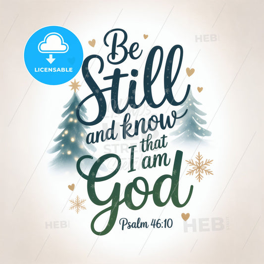Be Still and Know That I Am God – Inspirational Scripture Art with Winter Theme.