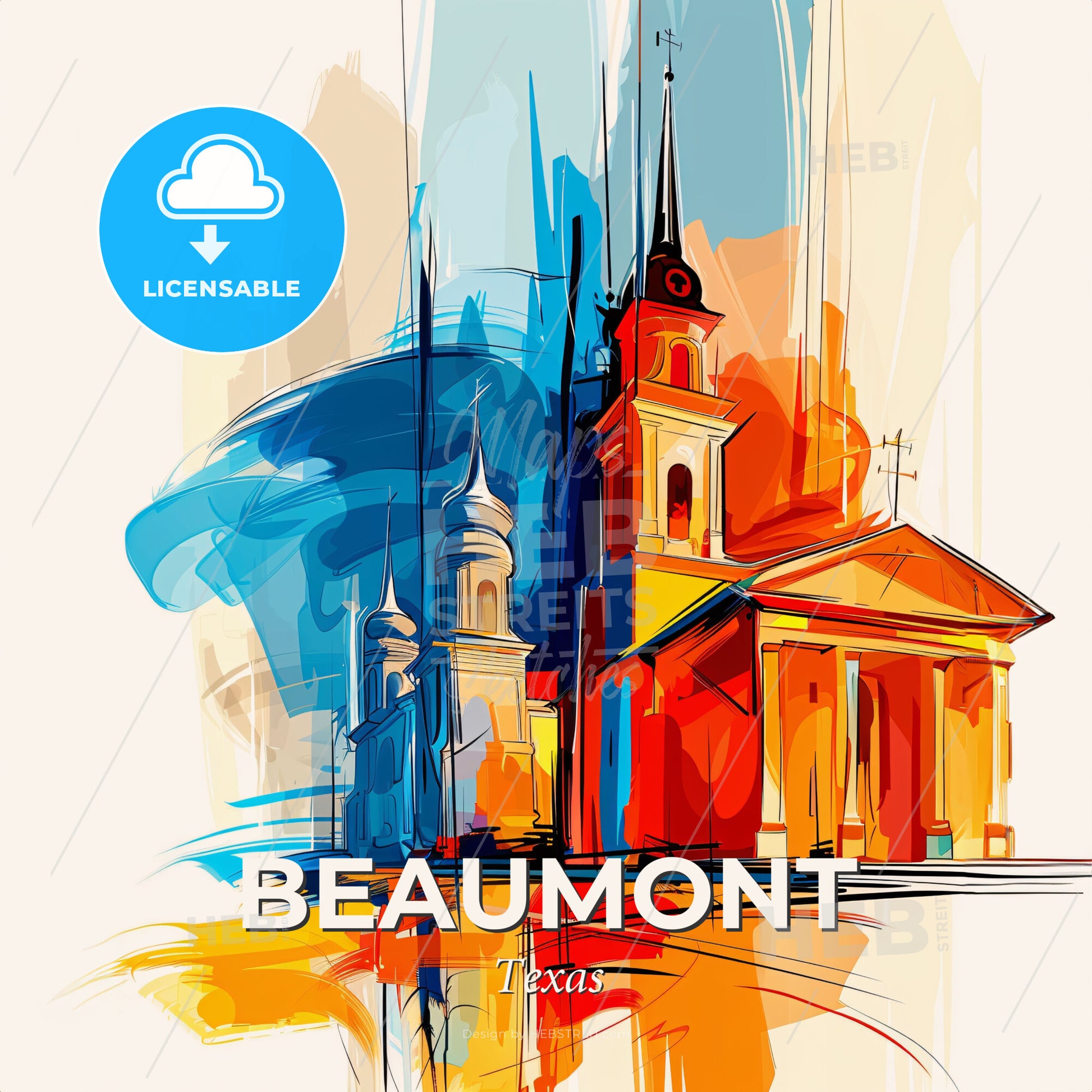 Vibrant Beaumont, Texas - A Painting Of A Building - Square format print template