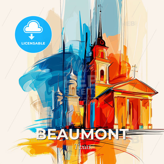 Vibrant Beaumont, Texas - A Painting Of A Building - Square format print template
