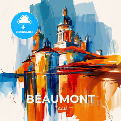 Vibrant Beaumont, Texas - A Painting Of A Building - Square format print template