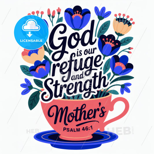 Beautiful Floral Design with Inspirational Mother's Day Message and Psalm 46:1 for Home or Office Decor.