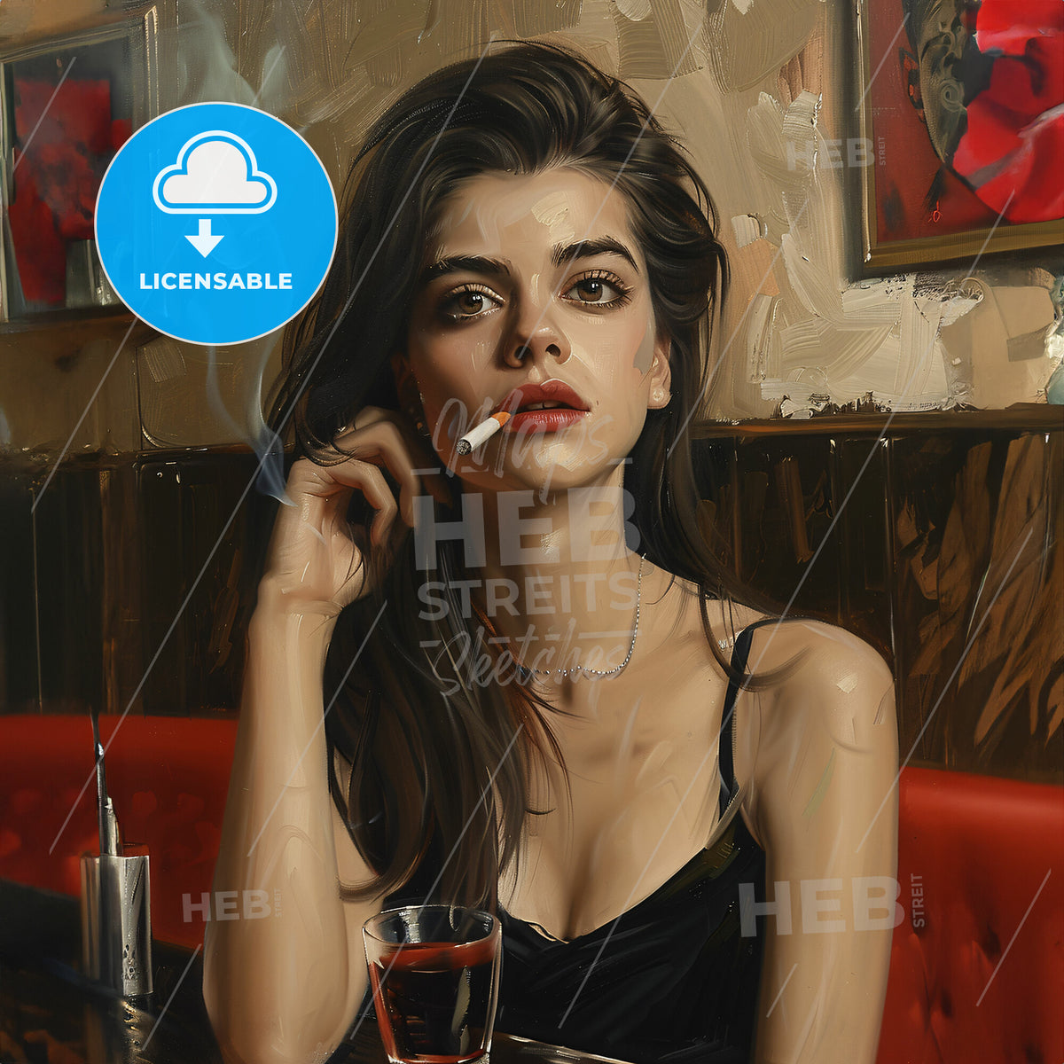 Beautiful Woman In Restaurant - A Woman Smoking A Cigarette