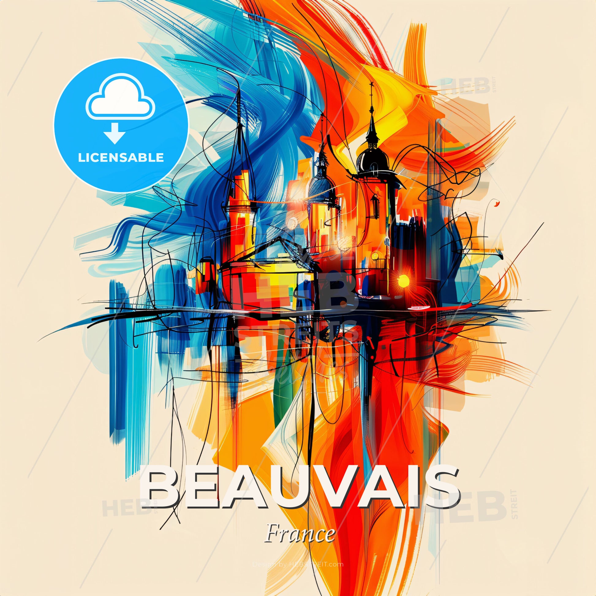 Vibrant Beauvais, France - A Painting Of A City - Square format print template