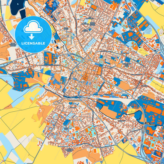 Colorful Beauvais Street Map with Labels and Buildings