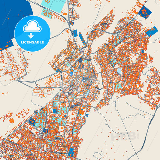 Colorful Bechar Street Map with Labels and Buildings