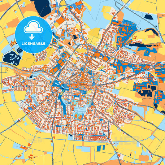 Colorful Beckum Street Map with Labels and Buildings