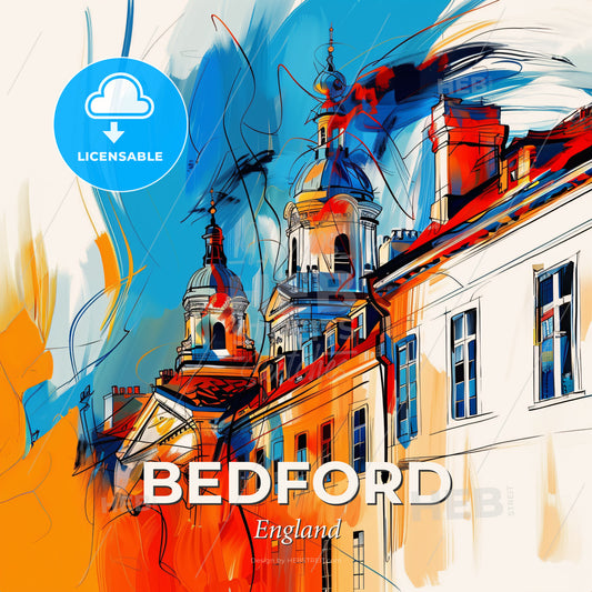 Vibrant Bedford, England - A Building With A Dome On Top - Square format print template