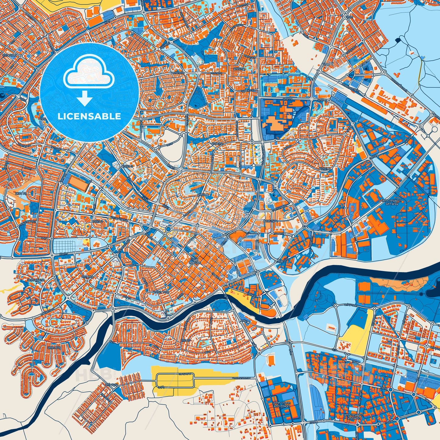 Colorful Beersheba Street Map with Labels and Buildings
