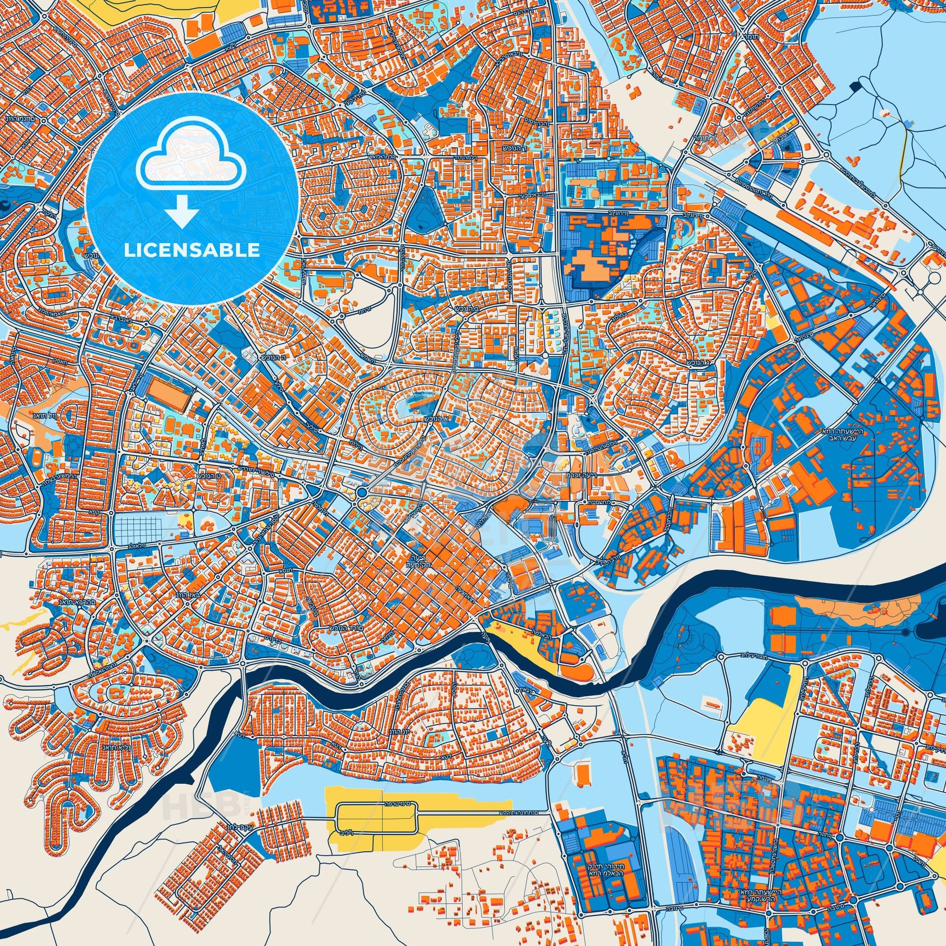 Colorful Beersheba Street Map with Labels and Buildings