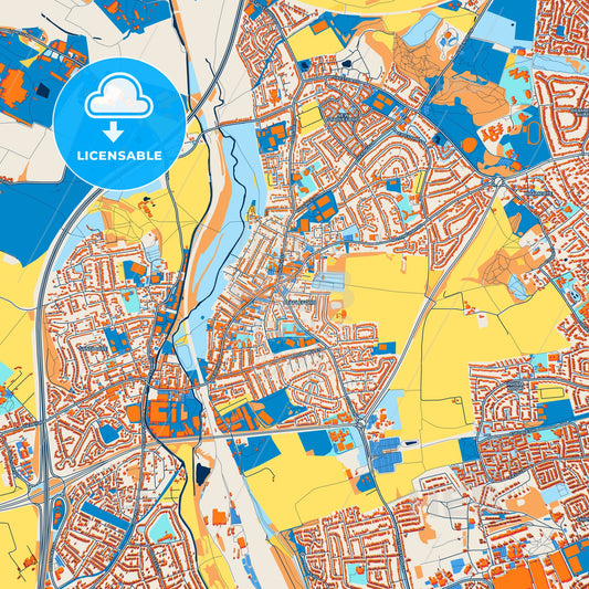Colorful Beeston and Stapleford Street Map with Labels and Buildings