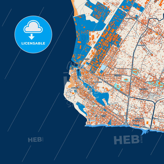 Colorful Beira Street Map with Labels and Buildings