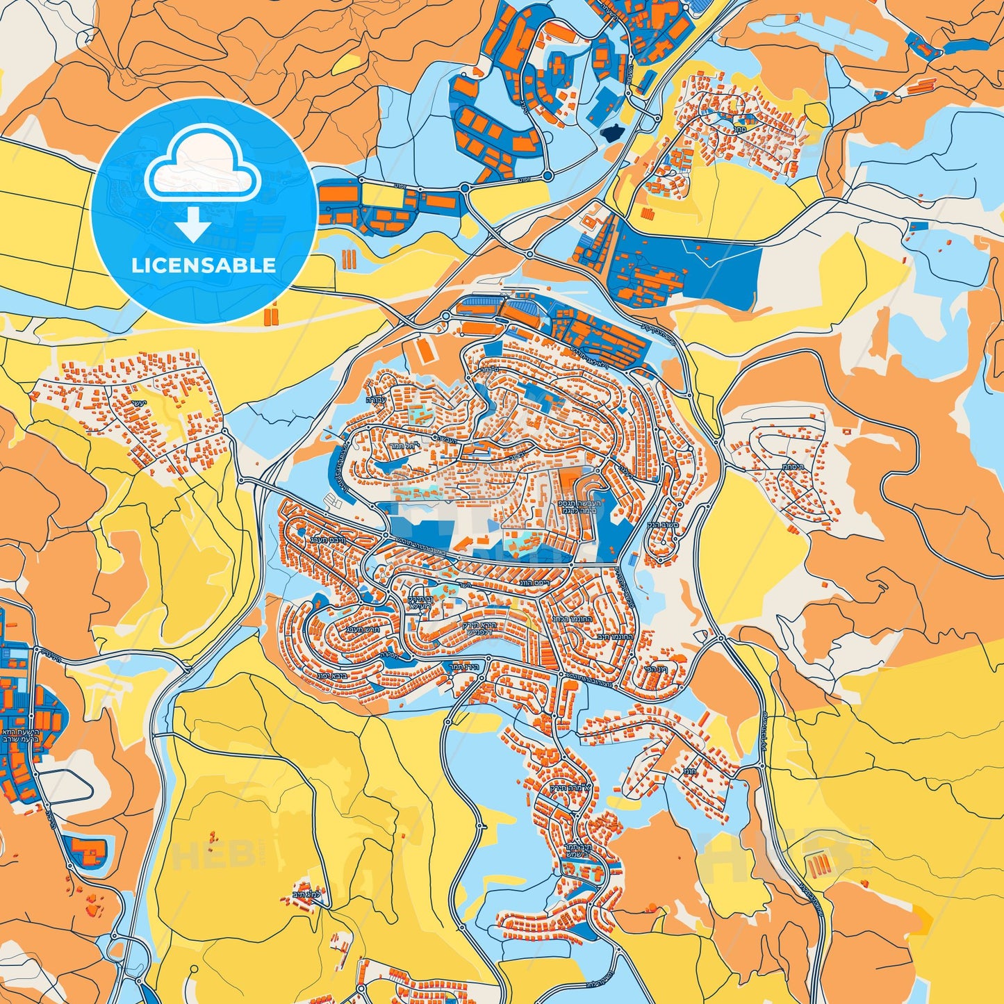 Colorful Beit Shemesh Street Map with Labels and Buildings