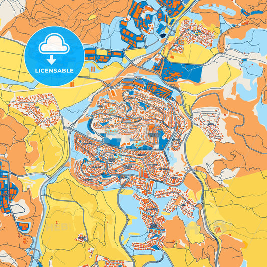 Colorful Beit Shemesh Street Map with Labels and Buildings